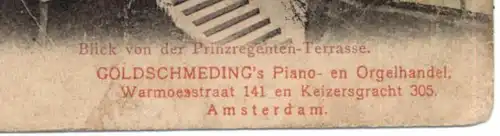 8000 MÜNCHEN, Blick von der Prinzregenten - Terrasse, Werbung für Goldschmeding's Pianohandel Amsterdam