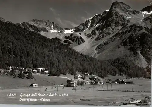 I 39029 STILFS - SULDEN, Blick über das Dorf und die Ortlergruppe