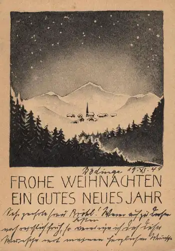 WEIHNACHTEN / CHRISTMAS, Frohe Weihnachten...... Künstler-Karte aus den Bergen, 1949