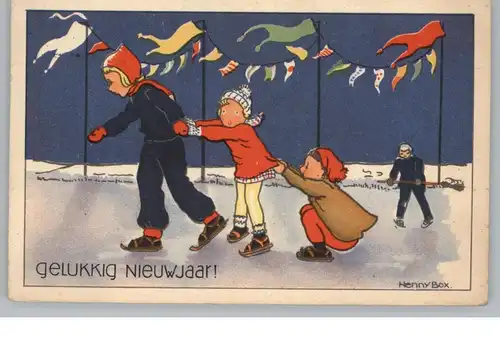 WINTERSPORT - Schlittschuhlaufen / Ice skating / Scating de glace / Schaatsen, Künstler-Karte Henny Box