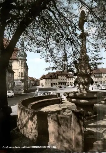 8742 BAD KÖNIGSHOFEN, Marktplatz, Brunnen, VW - Käfer, OPEL REKORD...