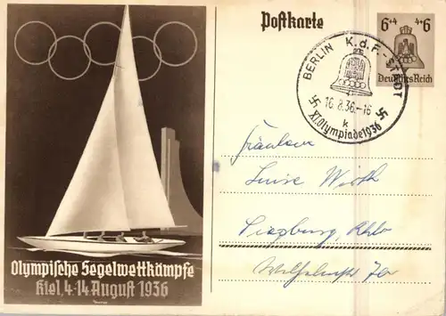 OLYMPIA 1936 BERLIN, Berlin K.d.F. - Stadt Stempel