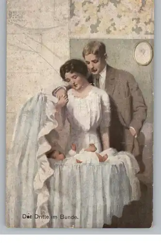 KINDER - Künstler - Karte, Baby in der Wiege, Verlag Gutmann New York