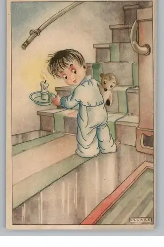 KINDER - Künstler - Karte K.L. LINKS, Junge im Schlafanazug