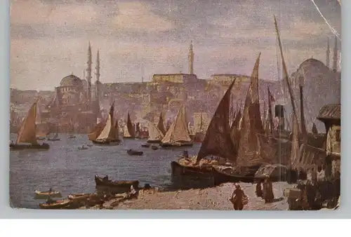 TÜRKEI - Blick auf Konstantinopel, Künstler-Karte, 1917, deutsche Feldpost, leichter Eckkncik