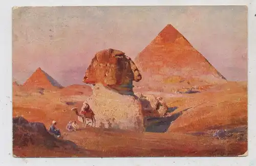 EGYPT - SPHINX, Künstler-Karte, 1912, Cairo - Lugano - Roma