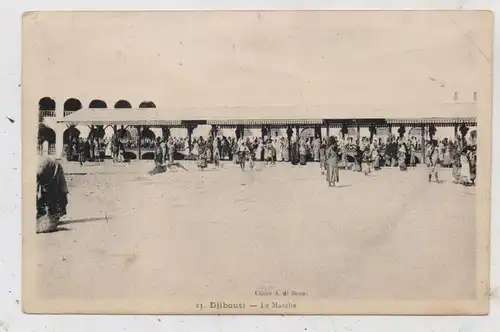 DSCHIBUTI / DJIBOUTI - Le Marche / Markt / Market, 1919, rücks. Klebereste