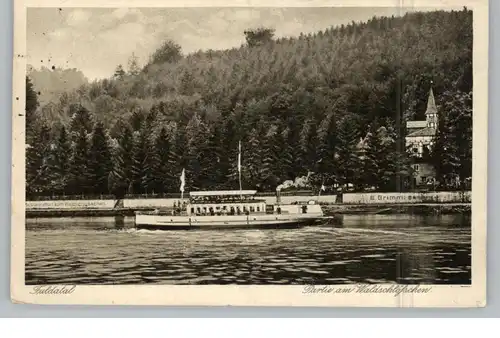 BINNENSCHIFFE - FULDA, Personenschiff am Anleger Waldschlösschen bei Kassel, 1915