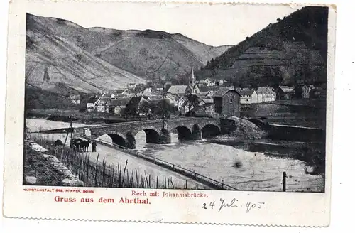 5486 ALTENAHR - RECH, Johannisbrücke, Fuhrwerk, Dorfansicht, 1905