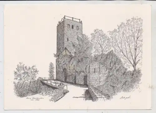 4320 HATTINGEN - BLANKENSTEIN, Burg Blankenstein, Künstler-Karte Helmut Bungert