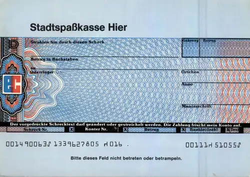 BANKEN / FINANZEN - SCHECK / Humor