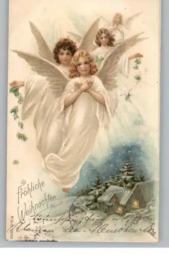 WEIHNACHTEN / CHRISTMAS, Lithographie - Engel, 1901