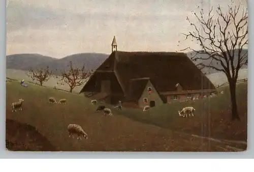 LANDWIRTSCHAFT - Bauernhof im Schwarzwald, Künstler-Karte E. Harbers, Verlag Geschwister Moos