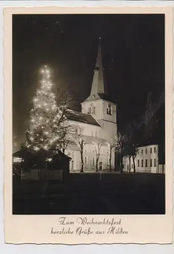 4010 HILDEN, Reformations-Kirche bei Nacht, Weihnachtskarte