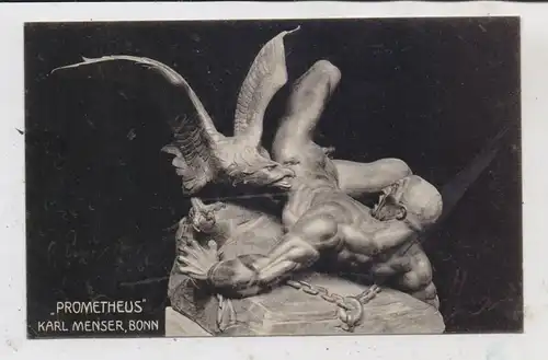 5300 BONN, Künstler / Bildhauer Karl Menser, "PROMETHEUS", AK mit Autograph