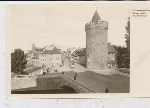 0-1800 BRANDENBURG, Steintor - Turm mit Steinstrasse, Strassenbahn, 1952, Verlag Trinks & Co.