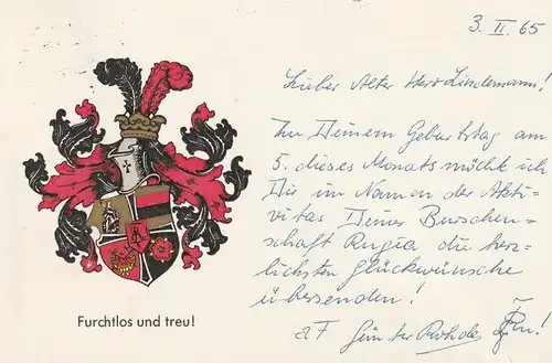1000 BERLIN - DAHLEM, Studentica RUGIA, 1965