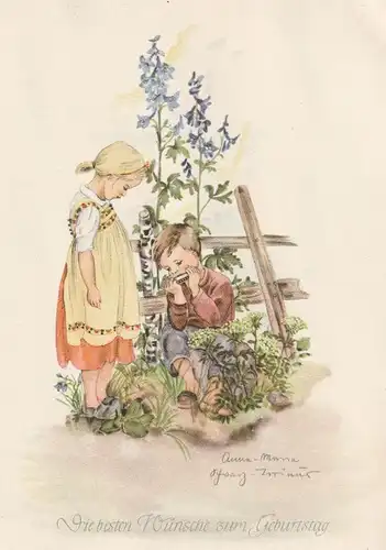 KINDER / Children / Enfants / Bambini / Ninos / Kinderen - Mädchen und Junge mit Mundharmonika, Schwarz - Torinus