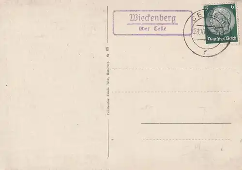 3109 WIETZE - WIECKENBERG, Postgeschichte, Landpoststempel  1935