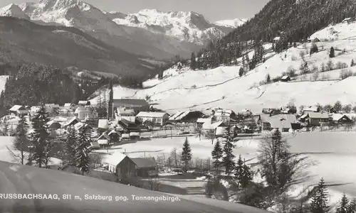 A 5442 RUSSBACHSAAG, Blick über den Ort im Winter, 1965