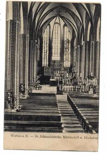 0-3551 WERBEN an der Elbe, St.Johanniskirche, innenansicht, 191..., weiches Papier