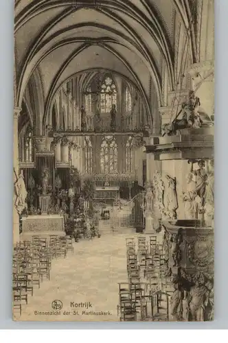 B 8500 KORTRIJK, Sint Martinuskerk, Binnenzicht, 1917, deutsche Feldpost