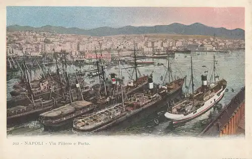 I 80100 NAPOLI / NEAPEL - Via Piliero e Porto, ca. 1900