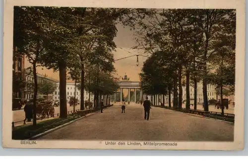 1000 BERLIN, Unter den Linden, Brandenburger Tor,  Mittelpromenade, 1923