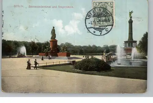 1000 BERLIN - TIERGARTEN, Siegessäule, Bismarckdenkmal, 1910