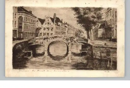 B 8000 BRUGGE, Augustijnenbrug, Künstler-Karte 1928