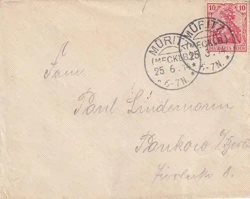 0-2553 GRAAL - MÜRITZ, Postgeschichte Müritz, Firmenlochung / Perfin, 1914