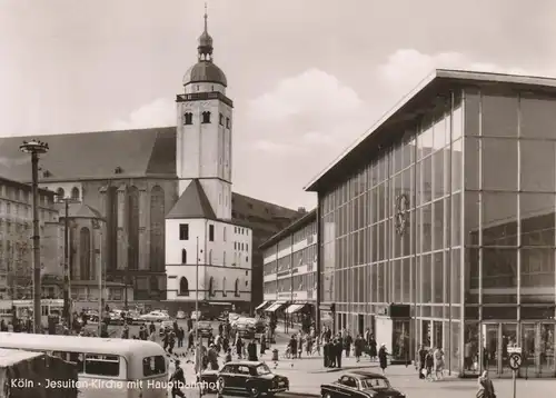 5000 KÖLN, Hauptbahnhof Ostseite, Jesuitenkirche, Taxen, 1961