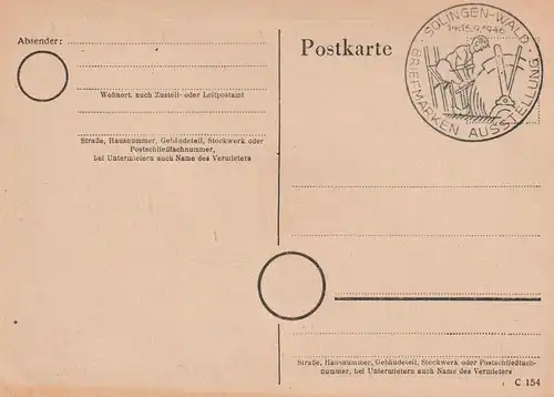 5650 SOLINGEN - WALD, 1946, Briefmarken - Ausstellung