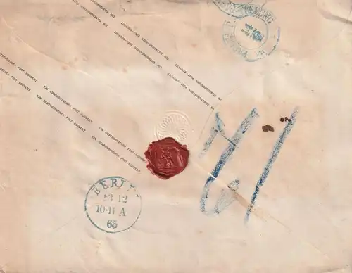 POMMERN - BELGARD / BIALOGARD, Postgeschichte, 1865, Preussen GA Einschreiben nach Berlin