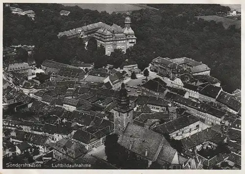 0-5400 SONDERSHAUSEN, Luftaufnahme 1935, min. Eckmangel