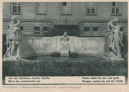 7000 STUTTGART, Schicksalsbrunnen am Staatstheater, US - Zone