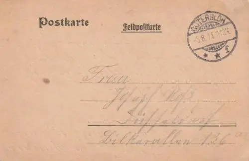 4830 GÜTERSLOH, Postgeschichte, Feldpostkarte 1914, Militärverpflegungs-Station Gütersloh