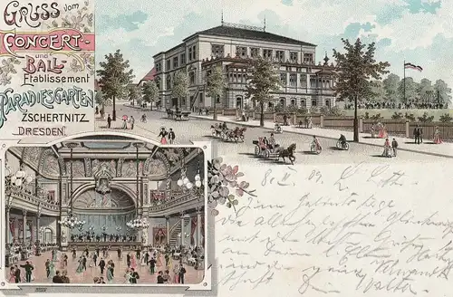 0-8000 DRESDEN - ZSCHERTNITZ, Lithographie , Concert- und Ball-Etablissement Paradiesgarten