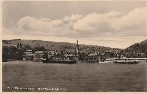 5484 BAD BREISIG - NIEDERBREISIG, Blick vom Rhein, KD-Dampfer "RHEINLAND", Frachtschiff, 1942 !!