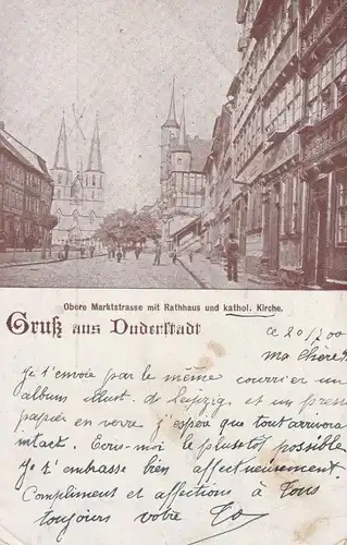 3408 DUDERSTADT, Obere Marktstrasse, Lichtdruck 1900, Eckmangel