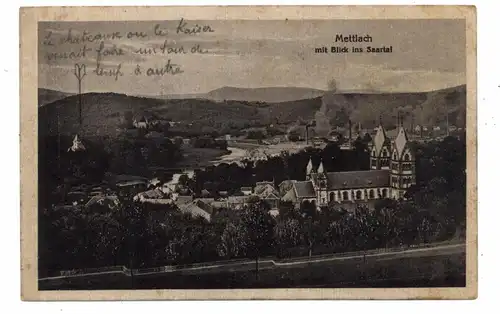 6642 METTLACH, Blick über den Ort auf die Saar, 1919