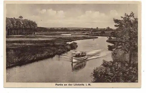 0-1252 GRÜNHEIDE - AlLT BUCHHORST, Seeterrassen, Partie an der Löcknitz, Ausflugsboot