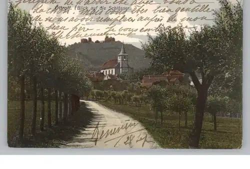 F 67530 OTTROTT, Dorfkirche und Umgebung, Blick auf die Schlösser, color, 1909