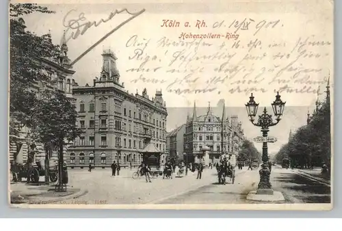 5000  KÖLN, Hohenzollern-Ring, belebte Szene, 1901, AK nach Riga