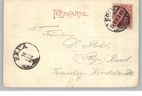5000  KÖLN, Hohenzollern-Ring, belebte Szene, 1901, AK nach Riga