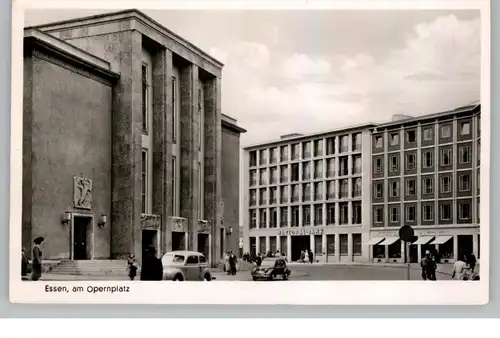 4300 ESSEN, Am Opernplatz, Oldtimer, 1954, rücks. Kleberest