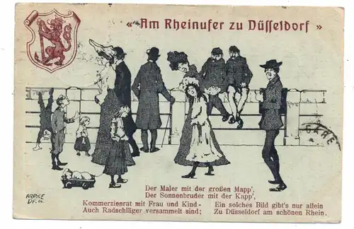 4000 DÜSSELDORF, "Am Rheinufer zu Düsseldorf", Düsseldorfer Typen, 1912