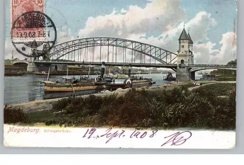 BINNENSCHIFFE - ELBE, Frachtschiffe am der Königsbrücke Magdeburg