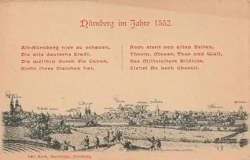 8500 NÜRNBERG, Historische Ansicht von 1552, Verlag Carl Koch