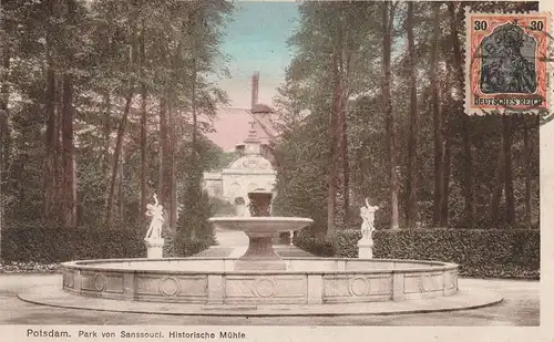 0-1500 POTSDAM, Sanssouci, Historische Mühle, 1921, Käse's Rundfahrten